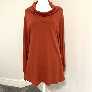 Karen Kane Sweater Womens Size 3X Dark Rust Long Sleeve Stretch Knit Tunic